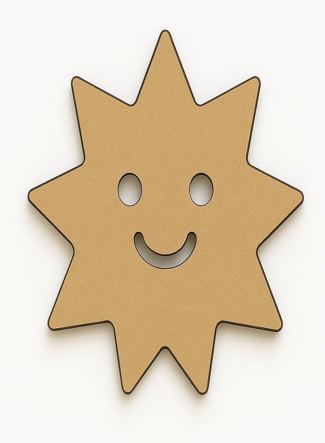 LET'S DIY مجموعة أدوات الرسم للأطفال من ليتل سينز - 5 قطع من خشب MDF (نجمة، قمر، شمس، سحابة، قوس قزح) مع وجوه مبتسمة | 4 بوصات لكل قطعة | مجموعة أدوات حرفية يدوية مع طلاء وفرشاة لنشاط تعليمي إبداعي للأطفال - Image 3